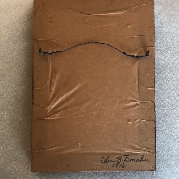 Vintage 1976 Tinsel Foil Reverse painting - winter scene - Picture 7 of 7